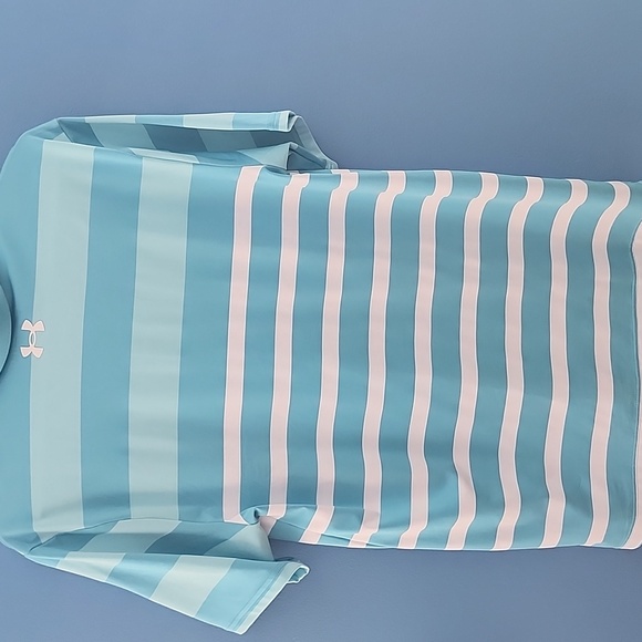 Under Armour Men's Blue Striped "Playoff Polo" Shirt - Picture 4 of 4